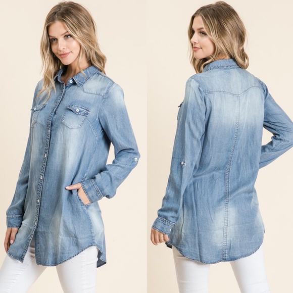 CHARLIE Button Down Denim Top/Dress - Picture 3 of 4